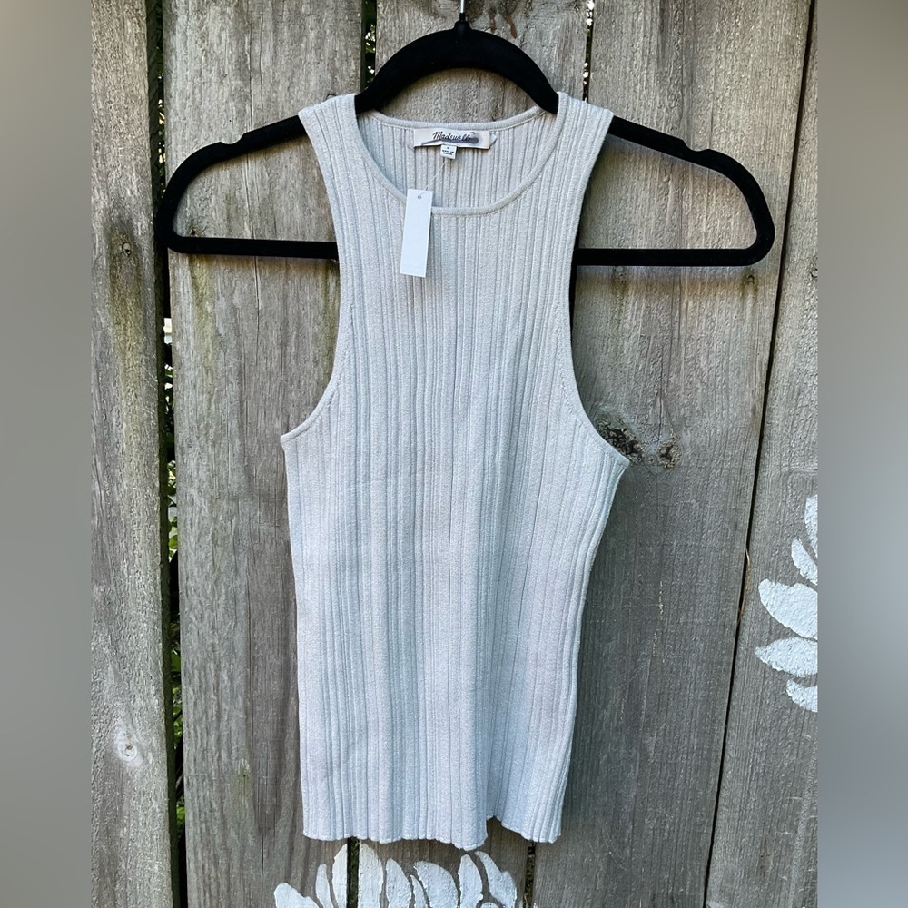 Madewell Signature Shimmer Knit Cutaway Sweater Tank - Picture 3 of 10